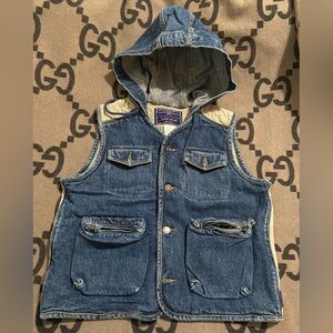 GAP Blue Denim Vest with Hood